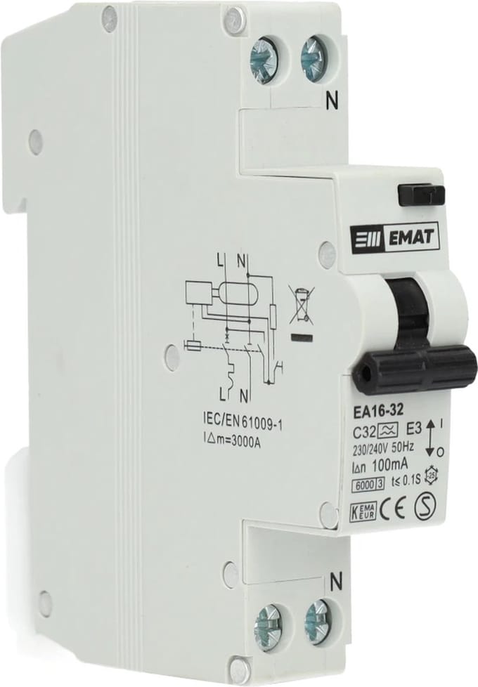 EMAT aardlekautomaat C32 1P+N 100mA Type A (85006051)