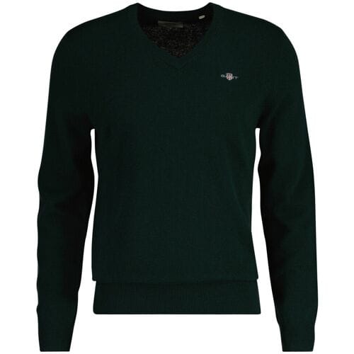 Gant Pullover V-Hals Woolblend Donkergroen - Maat M - Heren - Pullovers