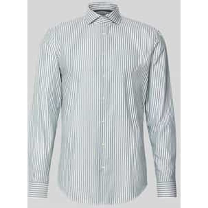 Slim fit zakelijk overhemd van katoen met haaikraag