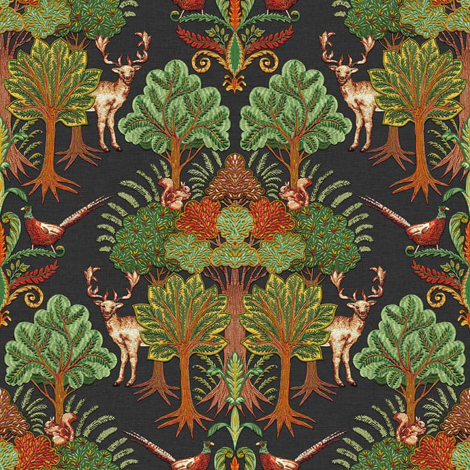 Dutch Wallcoverings - Tapestry Nordic Deer Forest Black - TP422306