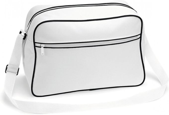 Bagbase Schoudertas Retro - wit - met rits zakken - middelgroot - 40 x 28 x 18 cm - 18L