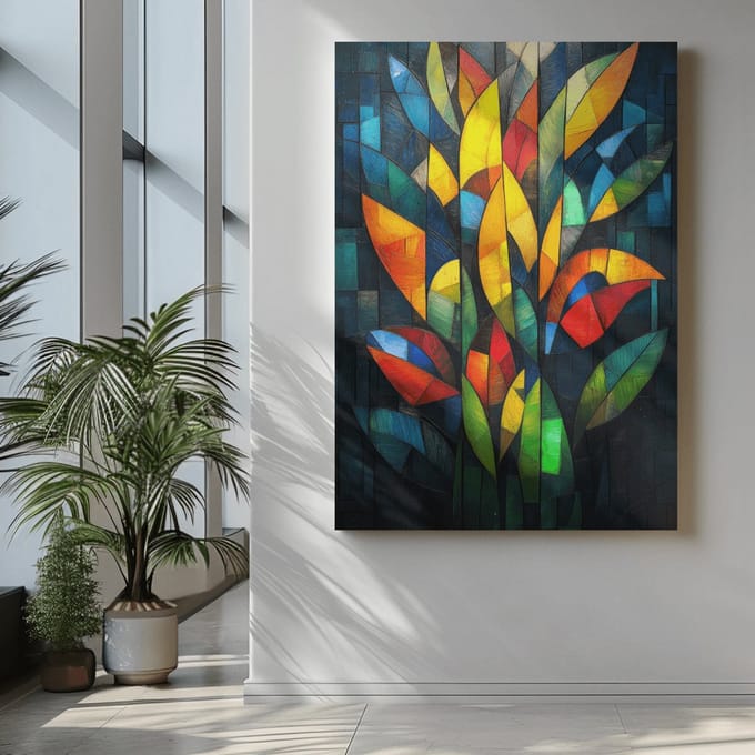Canvas Schilderij - Kleurrijke Abstract - Wall Art - 60x40x2 cm