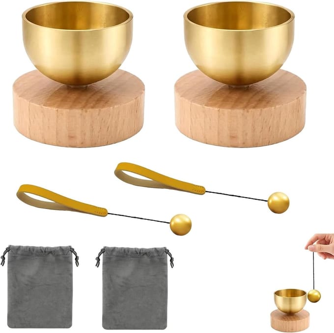 Mini Klankschaal Set - Meditatie Schalen - Ontspanning Oefeningen - Compleet Met Accessoires - 2 Stuks - Messing