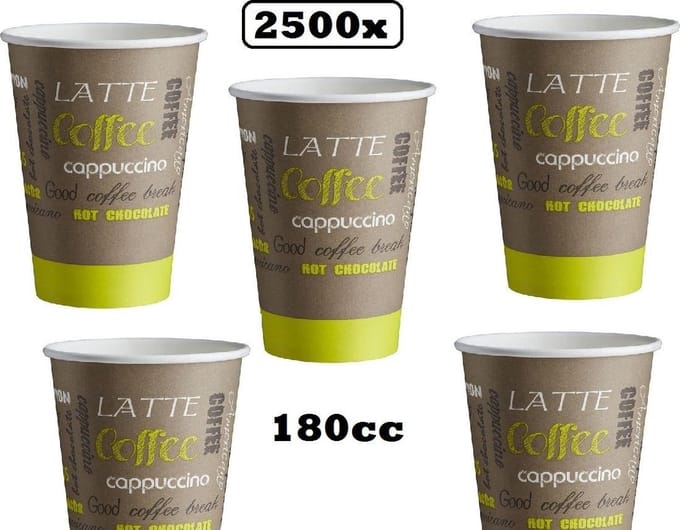 2500x Kartonnen Koffiebeker Lime 180cc