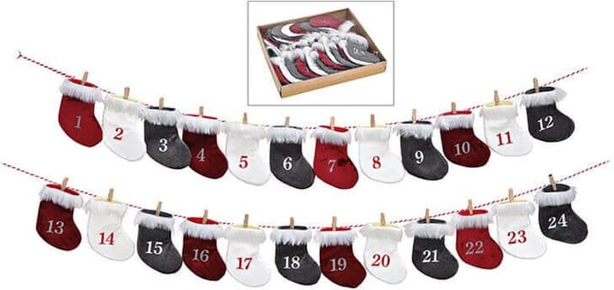 Adventskalender Ophangbaar Kerst Sokken