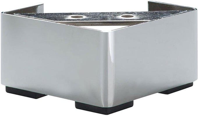 FLE - Stalen meubelpoot chroom vierkant 10 bij 10 cm en hoogte 6,5 cm