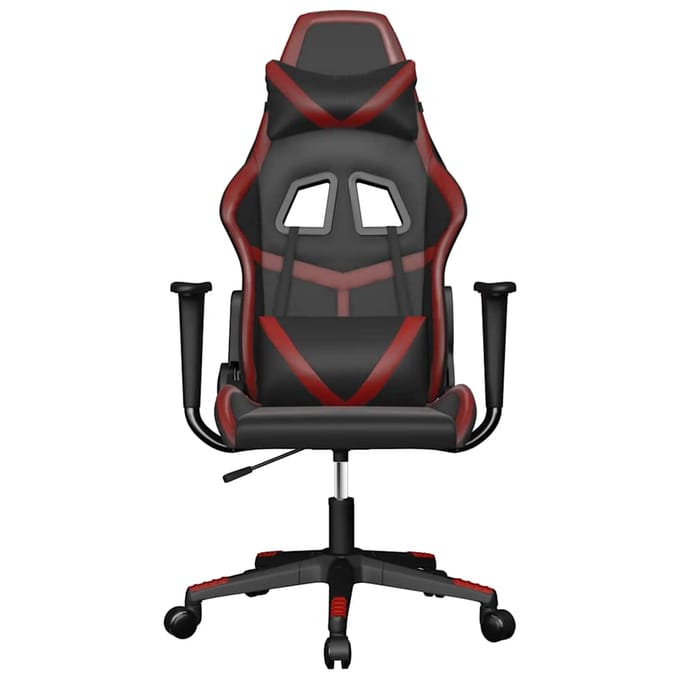 vidaXL - Massage - gamestoel - kunstleer - zwart - en - wijnrood