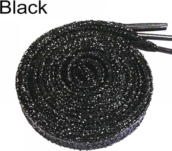 Glitter schoenveters | plat | 1 paar | 110 cm | zwart
