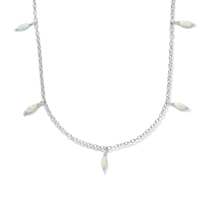 zilver gerhodineerd collier synth. opaal 41 + 4 cm 1336500