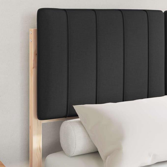 vidaXL - Bedframe - met - Gevoerde - Hoofdbord - Zwart - 120 - x - 190 - cm
