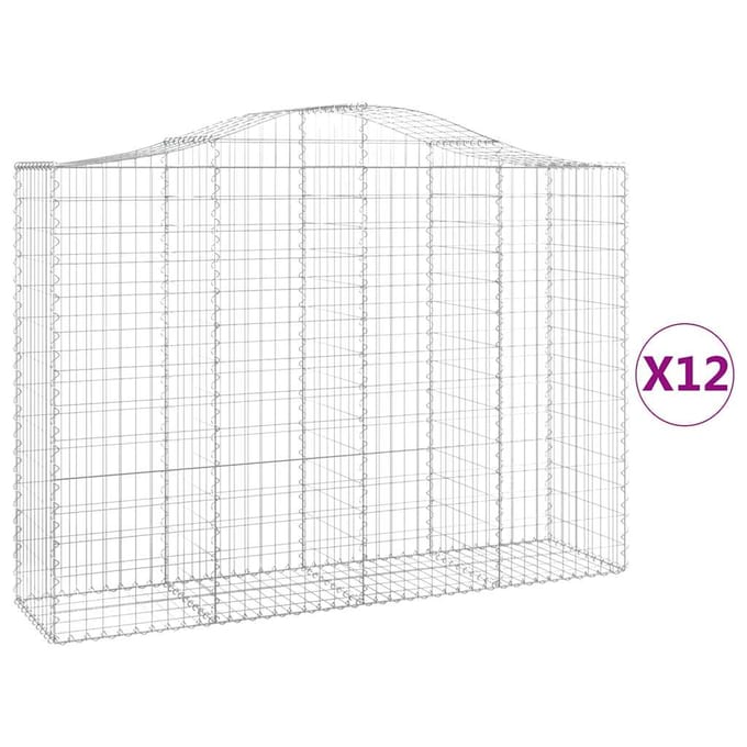 vidaXL - Schanskorven - 12 - st - gewelfd - 200x50x140/160 - cm - ijzer