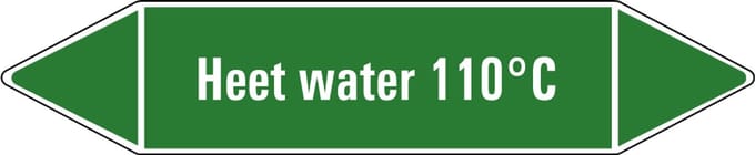 Heet water 110°C leidingmarkering op vel 252 x 52 mm - 3 per vel