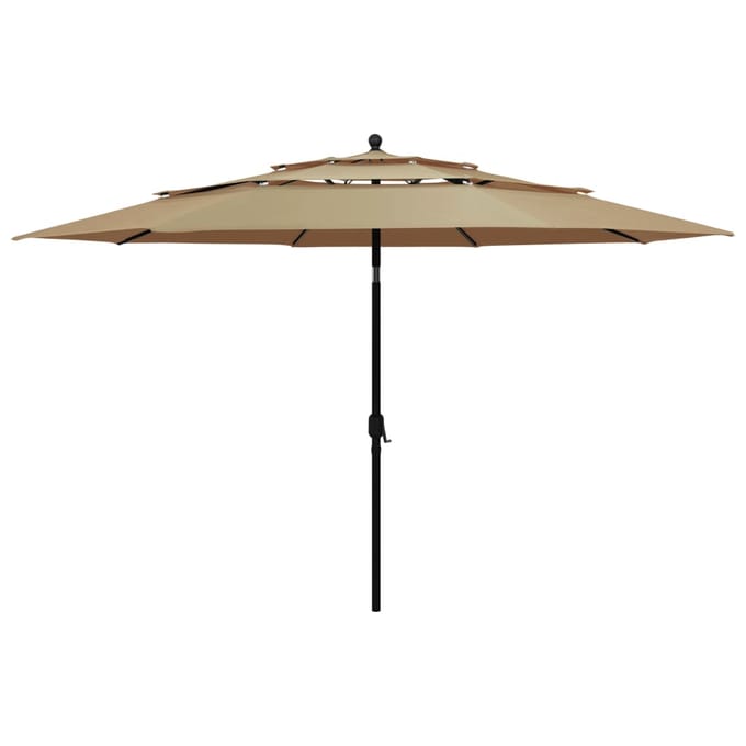 vidaXL - Parasol - 3-laags - met - aluminium - paal - 3,5 - m - taupe