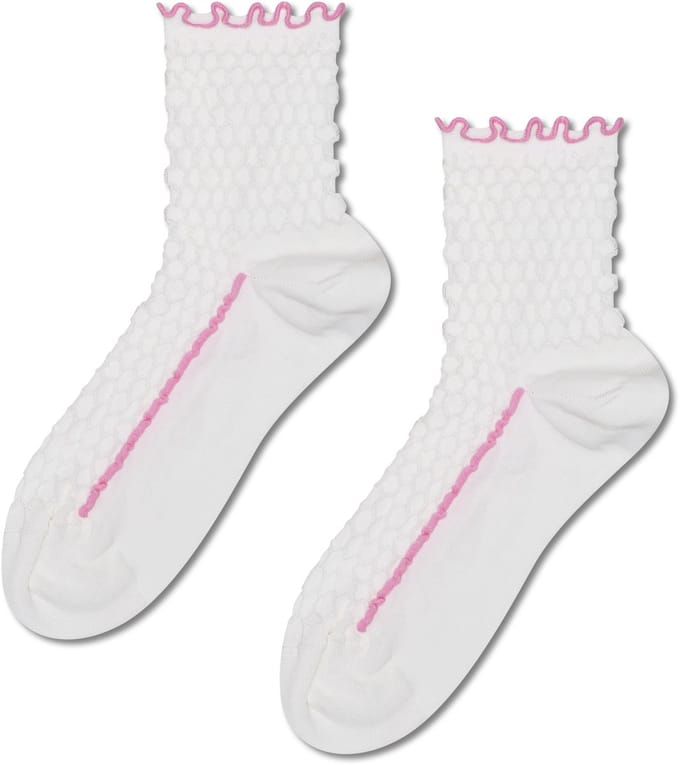 Happy Socks Structure Slinky Mini Crew Sock (1-pack) - hoge unisex enkelsokken - wit - Unisex - Maat: 41 - 46