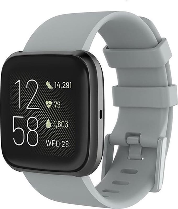 Shop4 - Fitbit Versa Bandje - Large Siliconen Grijs