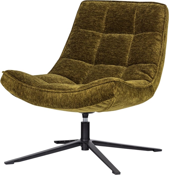 WOOOD Maudi Draaifauteuil - Chenille - Groen - 84x74x86