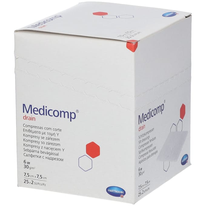 Hartmann Medicomp Drain Steriel Kompres 6 Lagen 7.5 x 7.5cm 421533 50 Compressen