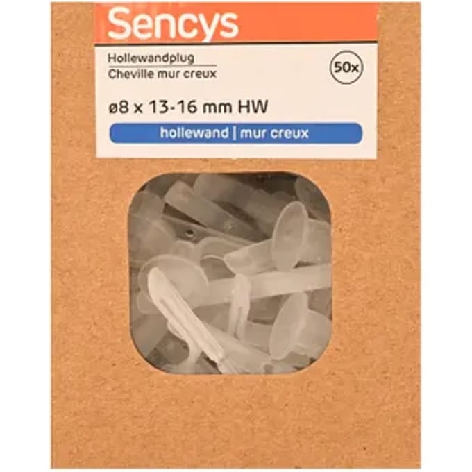 Sencys Plug Voor Gipsplaat Nylon - Diam. 8x25mm - 50 Stuks