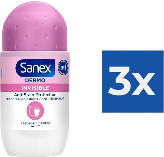 Sanex - Deodorant - Roller - pH Balance Dermo - Invisible - 50ml x 3