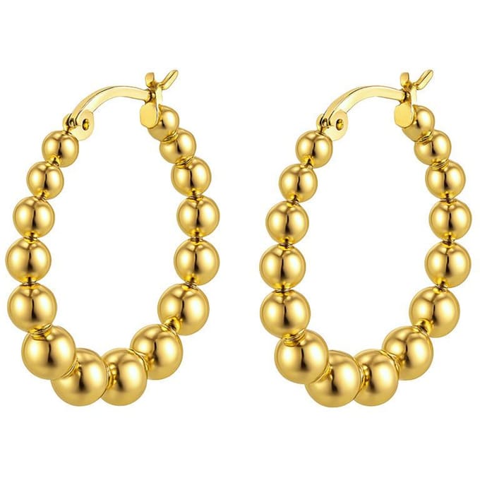 1 paar RVS Bal Kraal Hoepel Oorbellen 30mm*28mm*5mm goud