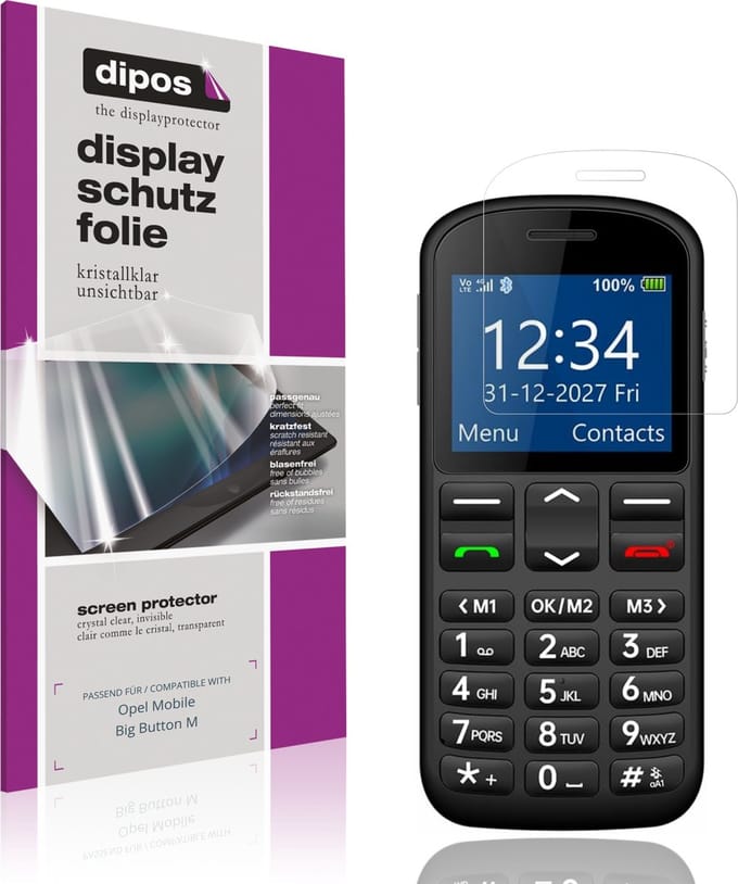 dipos – 4x Beschermfolie geschikt voor Opel Mobile Big Button M | Krasbestendige & heldere Screenprotector Ultra-Thin