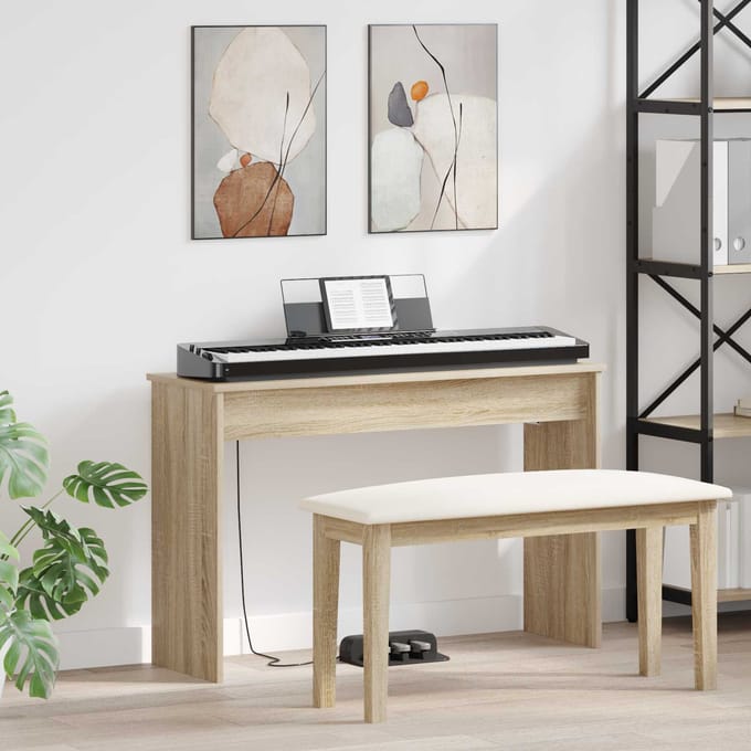 vidaXL - Keyboardstand - Sonoma - Eik - 100 - x - 32 - x - 64 - cm - Bewerkt - hout