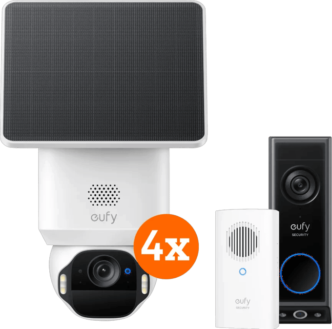 Eufy SoloCam E42 4-Pack + Video Doorbell E340 + Chime
