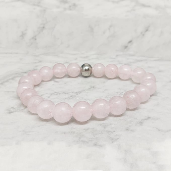 Mei's - Handmade Gems - armband dames - rozenkwarts - roze - polsmaat 16 cm