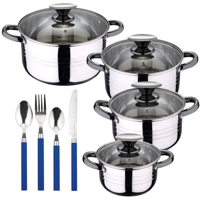 Batterie de cuisine - SAN IGNACIO - Hita - 8 pièces - Couverts 24 pièces - Acier inoxydable