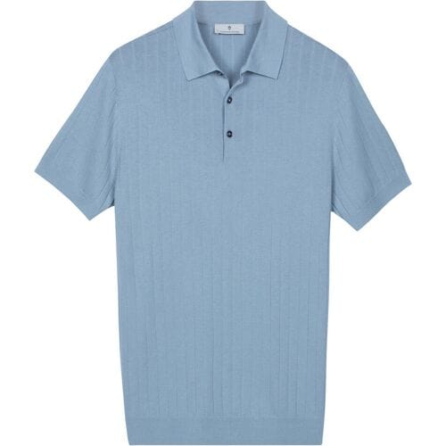 Thomas Maine Polo Pullover Stroke Pattern Knit Licht Blauw / male