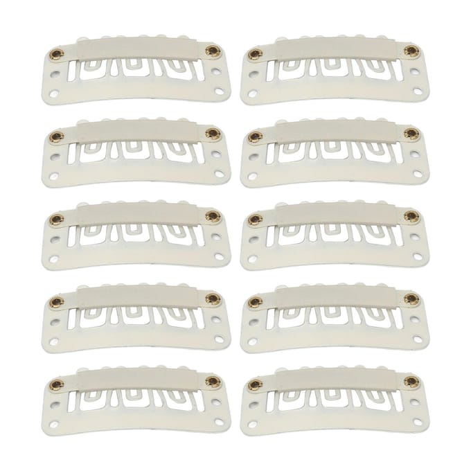 100 stuks Pruik Klikclip U-vorm 6 Tanden Veilige Haarstuk Kamclips voor DIY Hairextensions Hoed Beige white