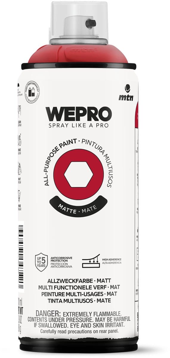 Spuitbus Rood Tango Mat MTN WEPRO ALL-PURPOSE PAINT 400ML