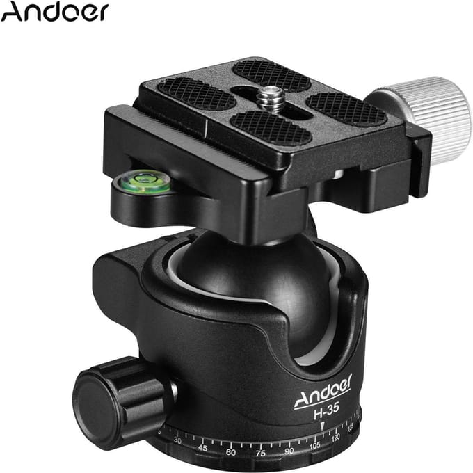 Andoer H-35 Panorama Statief Balhoofd Balhoofd Mount Adapter U-Groef Low Gravity Center Design zwart