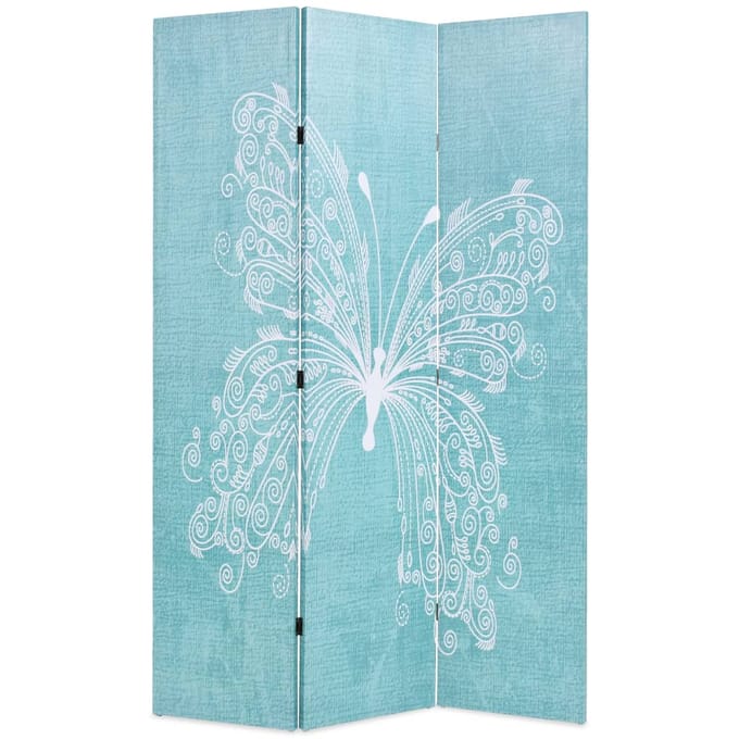 vidaXL - Kamerscherm - inklapbaar - vlinder - 120x170 - cm - blauw