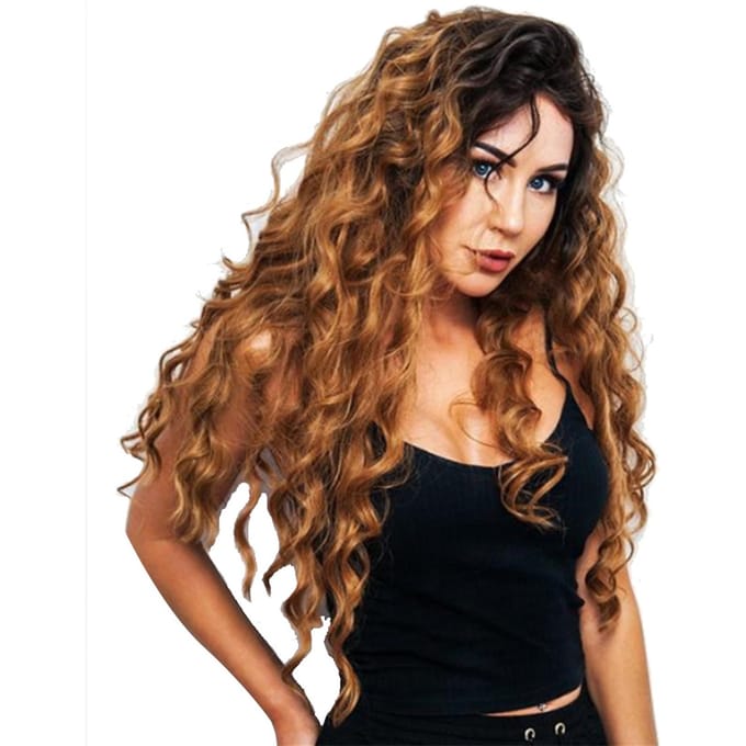 Damespruik Bruin Lang Krullend Synthetisch Haar Hittebestendig Cosplay Pruik brown