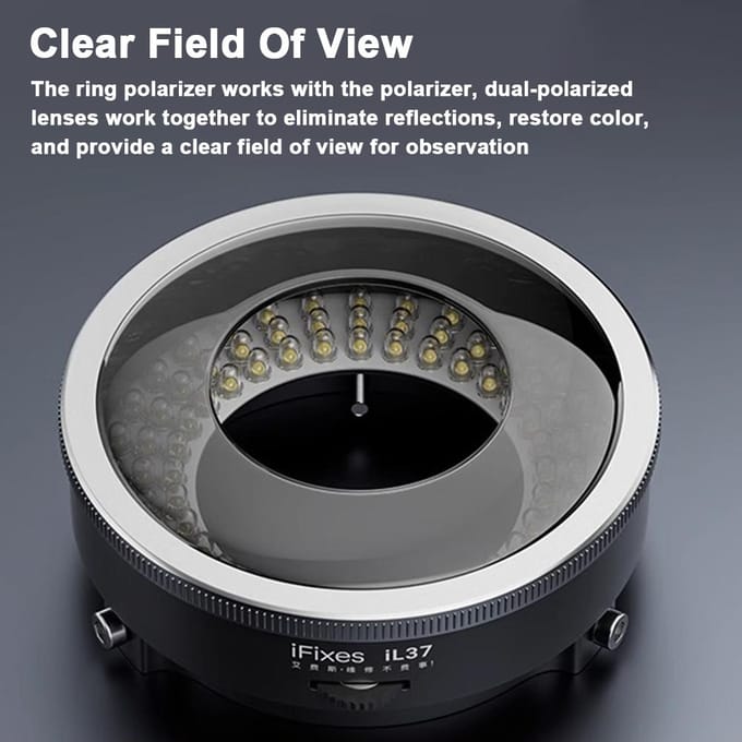 iFixes iL37 microscoop gepolariseerd optisch systeem LED-verlichtende ringverlichting 96 stuks LED-lichtkralen veelkleurig