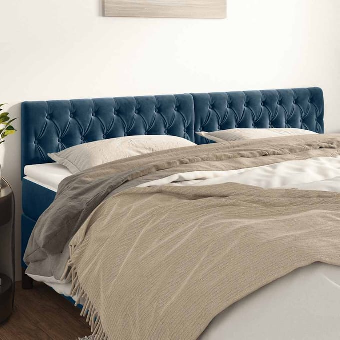 vidaXL - Hoofdborden - 200x7x78/88 - cm - fluweel - donkerblauw