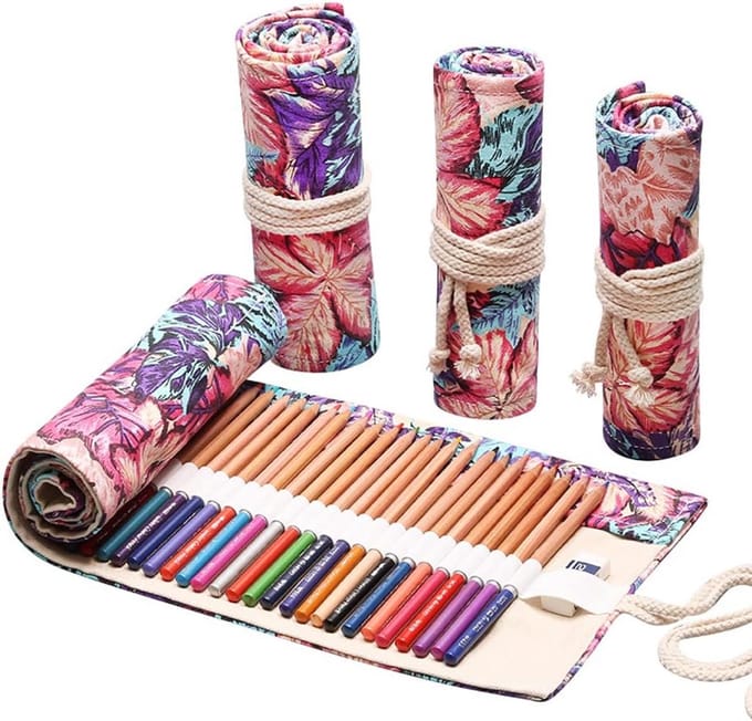 Pennenrol Canvas Organizer voor Teken- en Kleurpotloden - Verschillende Groottes