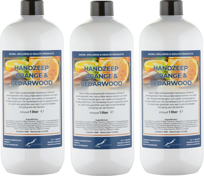 Handzeep Sweet Orange & Cedarwood 1 liter - set van 3 stuks
