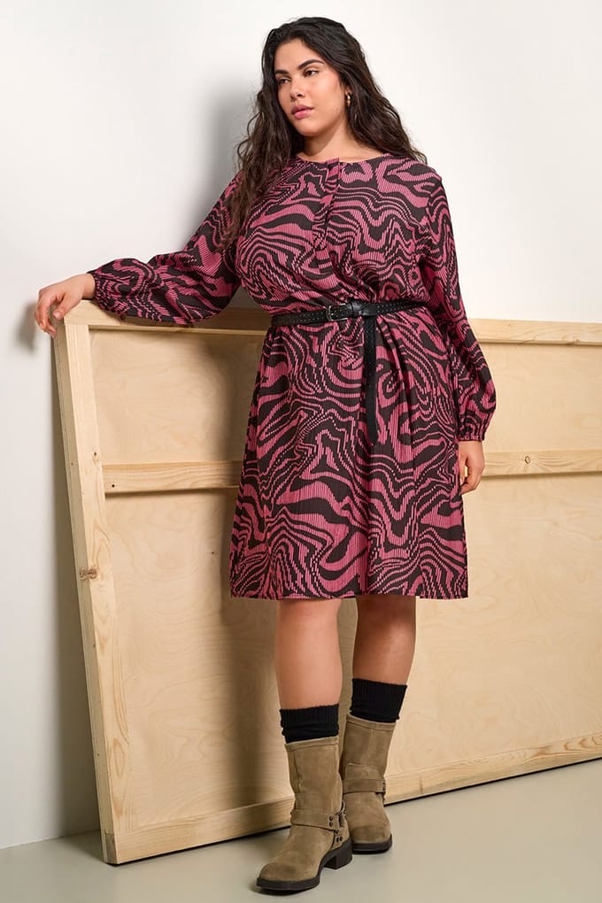 ONLY CARMAKOMA - CARITHILDA L/S BLK DRESS AOP - Dames - Mini jurken