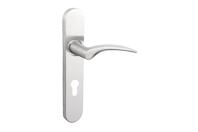 Lavuzo deurkruk Lodini RVS met afgerond schild PC72 | Per set | Deurklink met schild