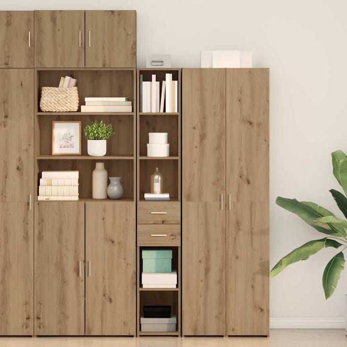 vidaXL - Boekenkast - Artisan - Eiken - 30 - x - 42,4 - x - 185,2 - cm