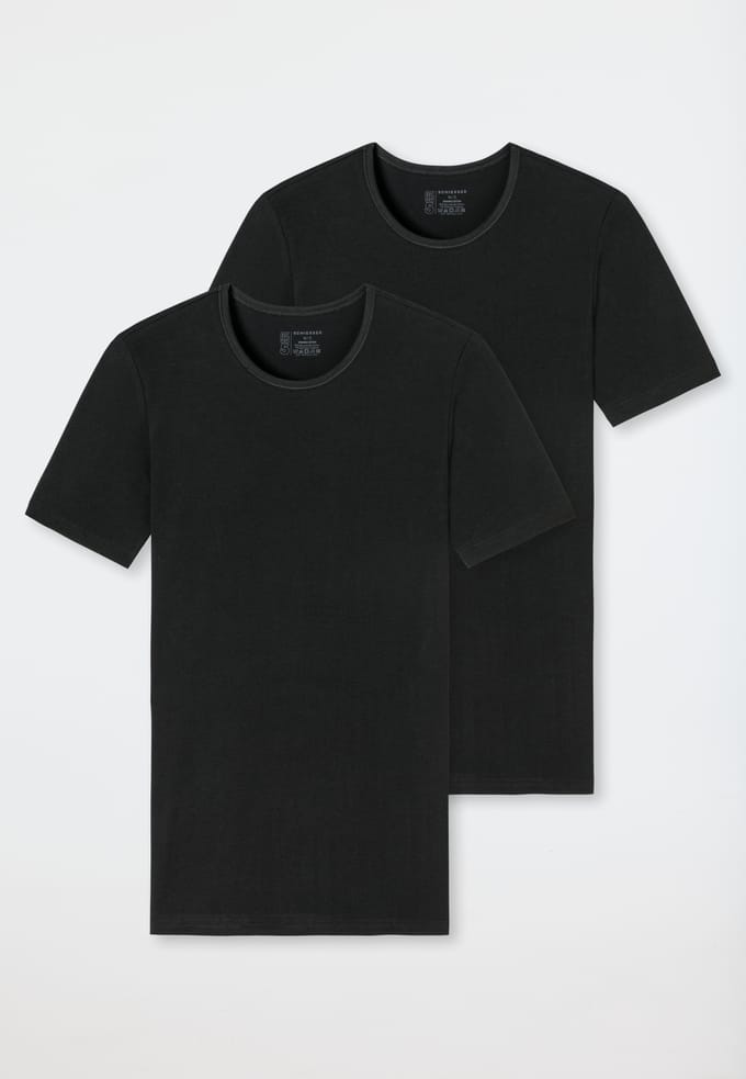Shirts met korte mouwen, set van 2, ronde hals, zwart - 95/5 8