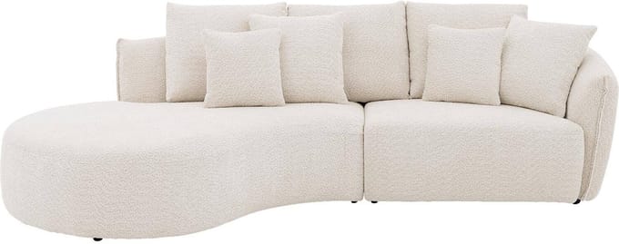 Goossens Fay Hoekbank - Stof - Wit - 292 x 85 x 164 cm - Links