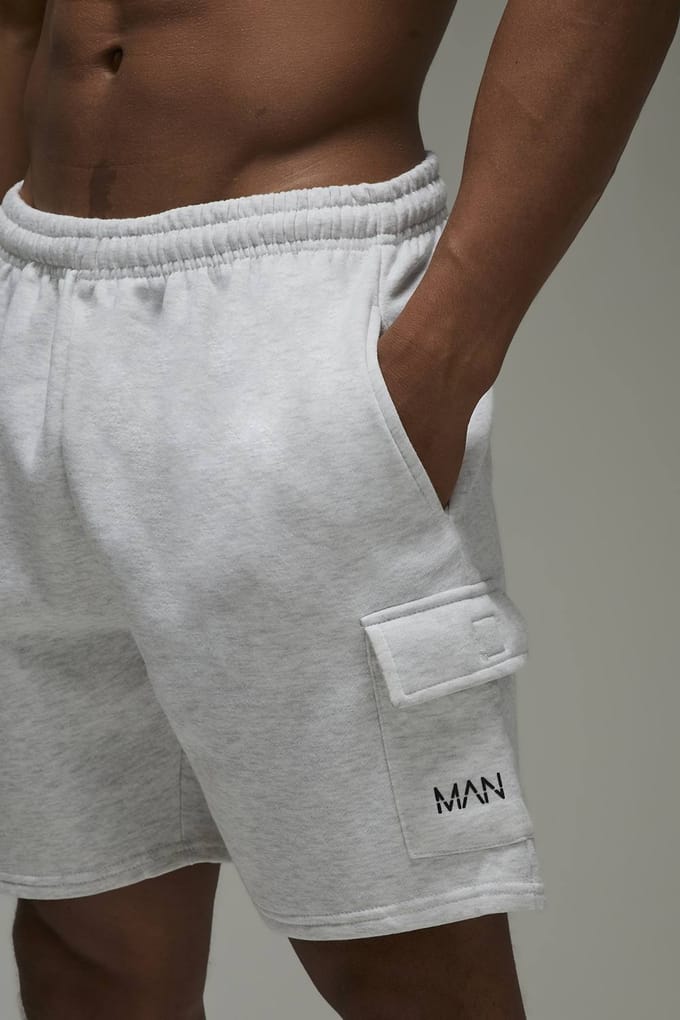 Man Active 7inch Loose Fit Cargo Short | Grey Marl | Size Medium