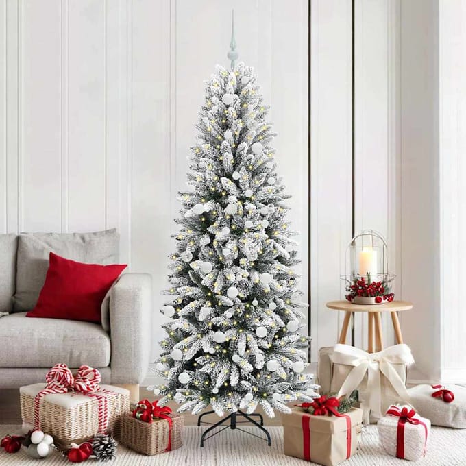 vidaXL - Kunstkerstboom - Wit - 180 - cm - PVC - en - plastic - en - staal - en - PE