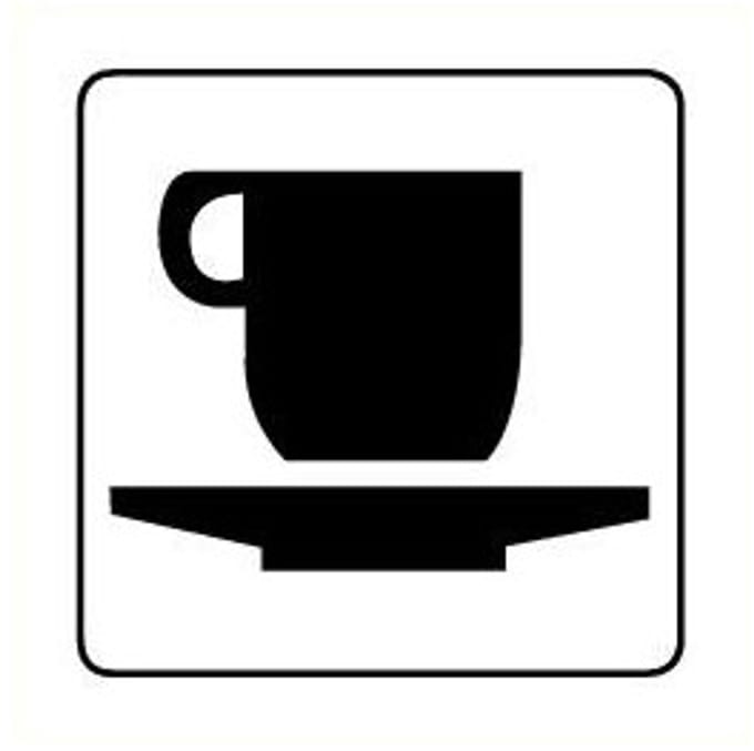 Cafetaria sticker, wit zwart 100 x 100 mm