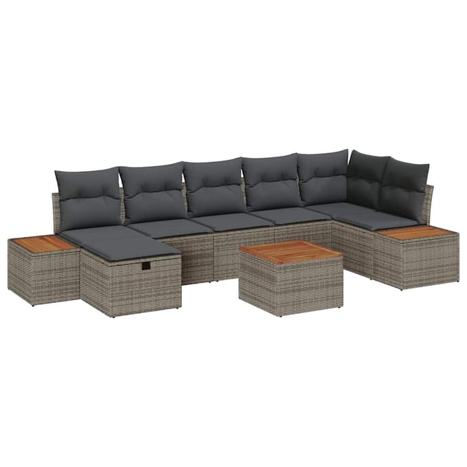 vidaXL - Tuinbank - Set - 8 - st - Grijs - poly - rattan