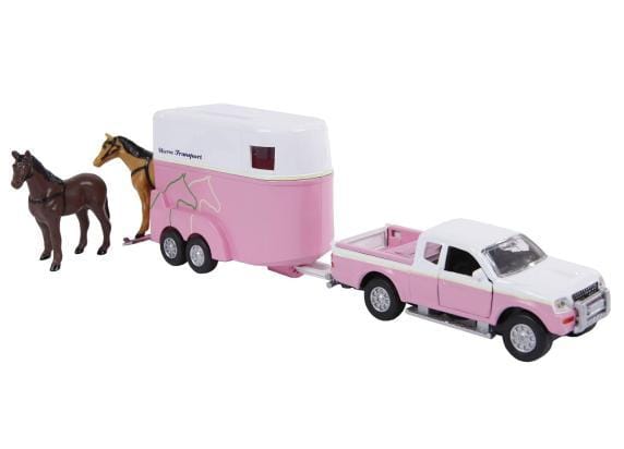 Kids Globe Die-cast Auto met Paardentrailer Roze, 1:32