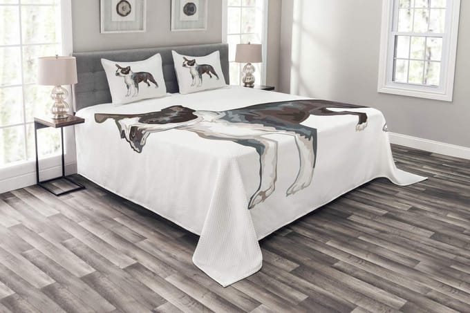 ABAKUHAUS Boston Terrier – Dekbedovertrekset 220 × 220 cm – Multikleur